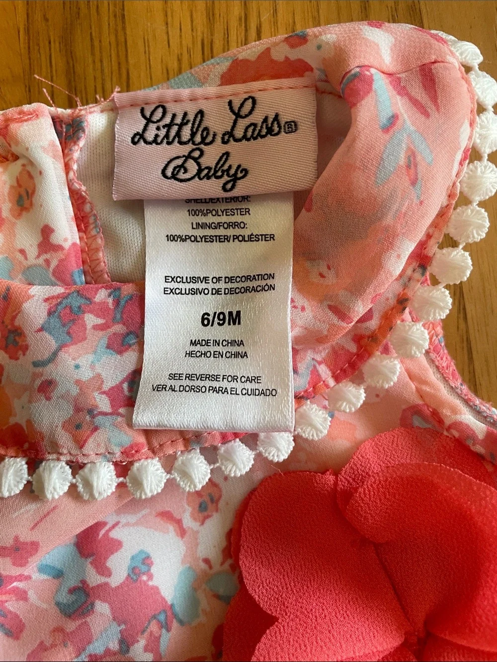 Little Lass Coral Pink Floral Tulle Top with Pink Leggings Set - Picture 2 of 7